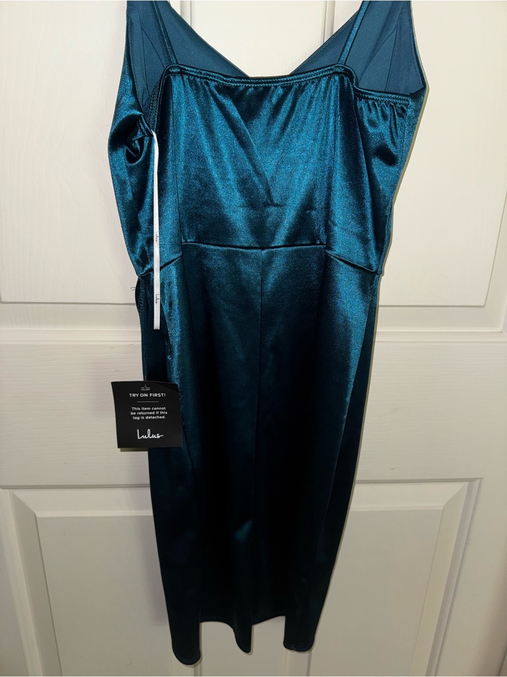 Lulus Forever Your Girl Teal Satin Bodycon Dress - Picture 6 of 10